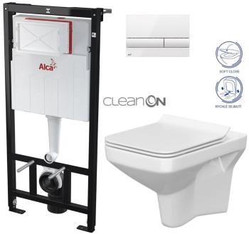 ALCADRAIN Sádromodul předstěnový instalační systém s bílým tlačítkem M1710 + WC CERSANIT CLEANON COMO + SEDÁTKO AM101/1120 M1710 CO1