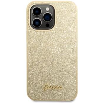 Guess PC/TPU Glitter Flakes Metal Logo Zadní Kryt pro iPhone 14 Pro Gold (GUHCP14LHGGSHD)