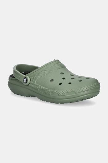 Pantofle Crocs Classic Lined Clog pánské, zelená barva, 203591