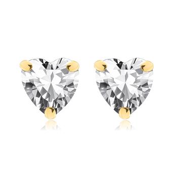 Zlaté náušnice 14K v tvare srdca s čírym zirkónom