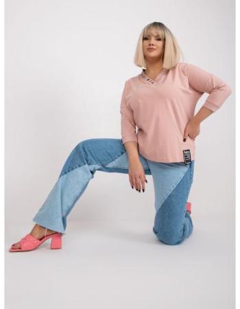 Dámská halenka s 3/4 rukávy plus size OLIVIA růžová 