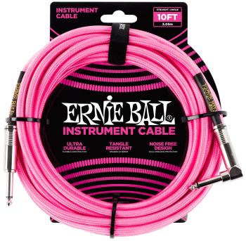 Ernie Ball 10' Braided Cable Neon Pink