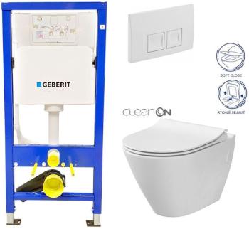 GEBERIT DuofixBasic s bílým tlačítkem DELTA50 + WC CERSANIT CLEANON CITY 458.103.00.1 50BI CI1