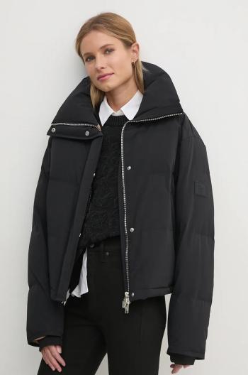 Bunda Dkny dámská, černá barva, přechodná, oversize, D2G4A176