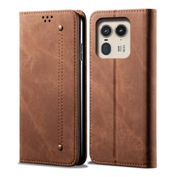 DENIM Peňaženkový kryt pre Motorola Edge 50 Ultra hnedý