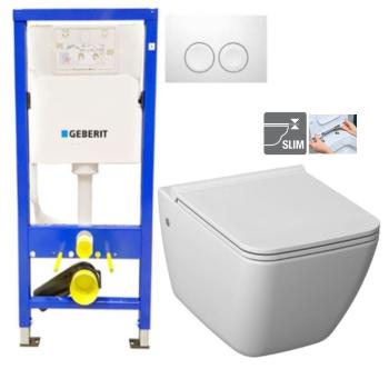 GEBERIT DuofixBasic s bílým tlačítkem DELTA21 + WC JIKA PURE + SEDÁTKO DURAPLAST 458.103.00.1 21BI PU1