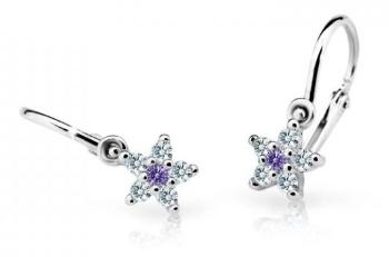 Cutie Jewellery Třpytivé dětské náušnice z bílého zlata C2118-10-X-2 fialová