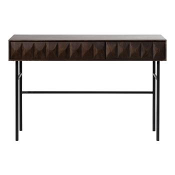 Sötétbarna konzolasztal tölgyfa dekoros asztallappal 39x117 cm Latina – Unique Furniture