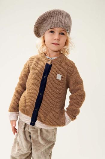 Dětský vlněný kardigan Liewood Tiago Knit Cardigan hnědá barva, LW19166