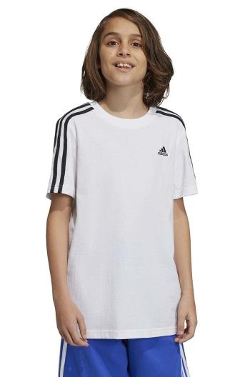 Dětské bavlněné tričko adidas U 3S bílá barva, s aplikací