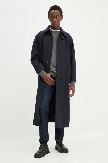 Vlněný kabát A.P.C. manteau gaia tmavomodrá barva, přechodný, oversize, WVBDE.F01533