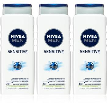 NIVEA MEN Sensitive sprchový gel pro muže výhodné balení 3 x 500 ml