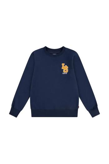 Dětská mikina Levi's LS MONOGRAM CREWNECK tmavomodrá barva, s potiskem, 9EL507