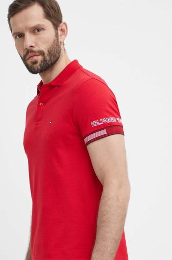 Polo tričko Tommy Hilfiger červená barva, MW0MW34780