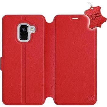 Flip pouzdro na mobil Samsung Galaxy A8 2018 - Červené - kožené -   Red Leather (5903226500895)