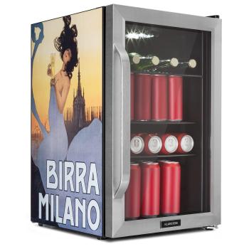 Klarstein Beersafe 70 Birra Milano Edition, lednice, 70 litrů, 3 police, panoramatické skleněné dveře, nerezová ocel