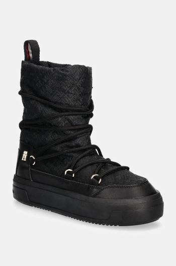 Sněhule Tommy Hilfiger LACE-UP MONOGRAM SNOWBOOT černá barva, FW0FW08430