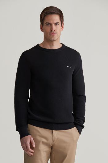 SVETR GANT COTTON PIQUE C-NECK BLACK