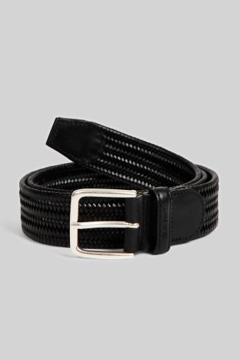 OPASEK GANT LEATHER ELASTIC BRAIDED BELT BLACK