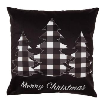 Černý povlak na polštář se stromky Black&White X-Mas - 45*45 cm BWX23