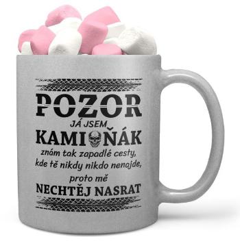 Hrnek Pozor kamioňák (stříbrný) (Náplň hrníčku: Marshmallow)