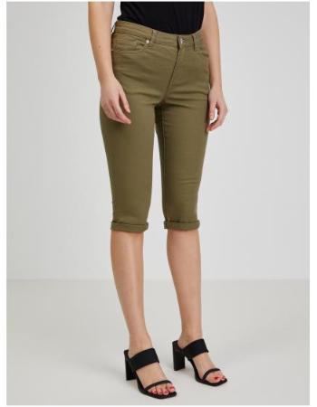 Khaki dámské capri kalhoty