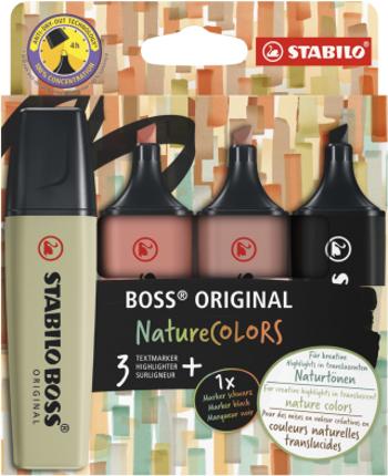 Zvýrazňovače STABILO BOSS NatureCOLORS 4 ks sada (137,175,165 a 46)