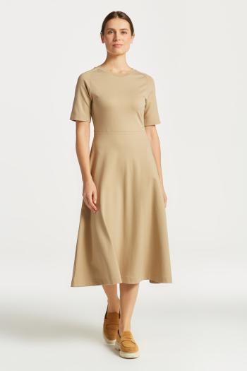 ŠATY GANT FLARED SS C-NECK DRESS DARK KHAKI