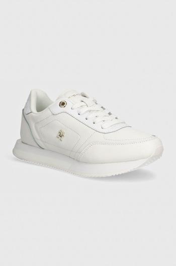 Kožené sneakers boty Tommy Hilfiger ELEVATED ESSENT RUNNER MONOGRAM bílá barva, FW0FW08285