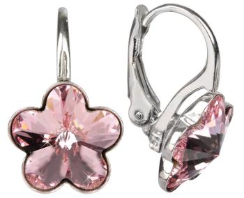 Levien Dívčí stříbrné náušnice Flower Crystal Light Rose