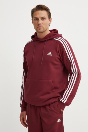 Mikina adidas Essentials pánská, vínová barva, s kapucí, s aplikací, JG5949