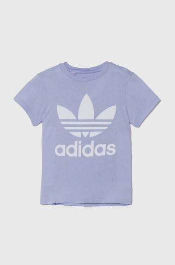 Dětské bavlněné tričko adidas Originals fialová barva