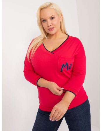 Dámská halenka plus size s 3/4 rukávy červená