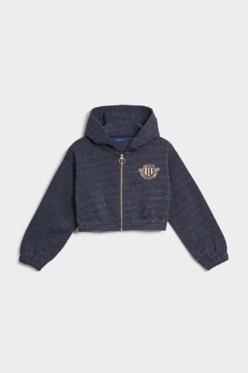 MIKINA GANT D1. BANNER SHIELD CROPPED HOODIE EVENING BLUE