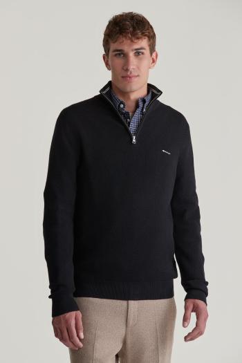 SVETR GANT COTTON PIQUE HALFZIP BLACK