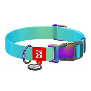 Nylon collar with QR code for Waudog gradient dog, blue , size XL...