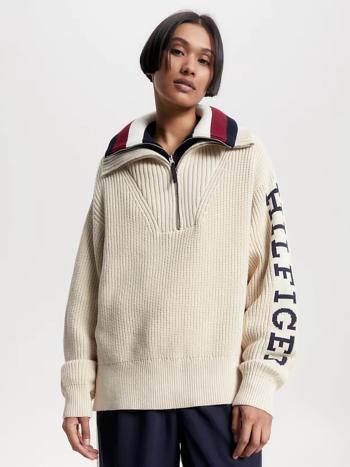 Tommy Hilfiger dámský béžový svetr  - L (ACI)