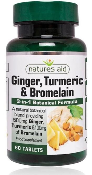 Natures Aid Zázvor kurkuma a bromelain 60 tablet - podpora imunity