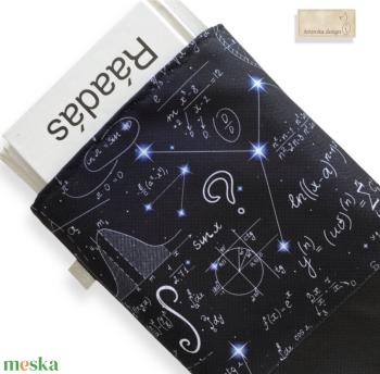 KÖNYVTOK vízálló textilből, matematika, fizika mintával fekete színben - TUDOMÁNY -  Artiroka design