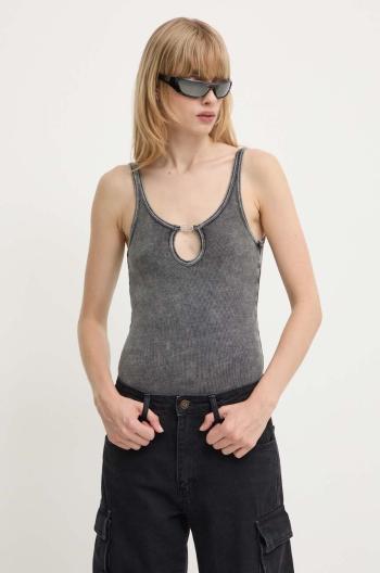 Body Diesel UFBY-D-OVAL-COTTON-RIB-BODYSUIT dámské, šedá barva, A15365.0LKAR