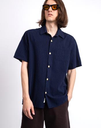 Forét Vole Seersucker SS Shirt Navy S