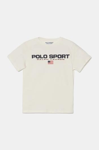 Dětské bavlněné tričko Polo Ralph Lauren bílá barva, s potiskem, 323837629006