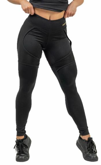 Nebbia High Waist Leggings INTENSE Mesh Black/Gold S Fitness kalhoty