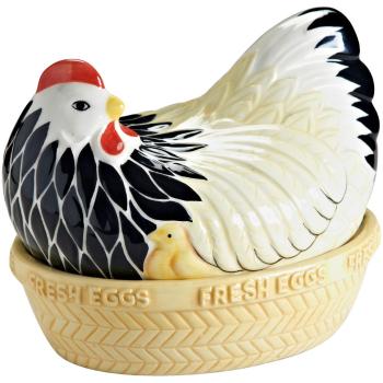 Dóza na potraviny MOTHER HEN 21 cm, černá/bílá, kamenina, Mason Cash