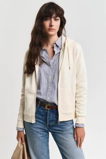MIKINA GANT REG TONAL SHIELD ZIP HOODIE LINEN