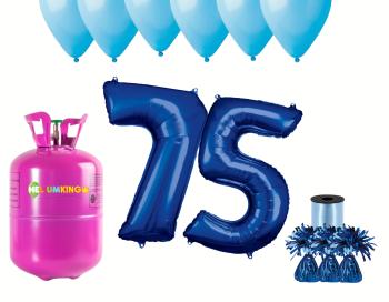 HeliumKing Helium párty set na 75. narozeniny s modrými balónky