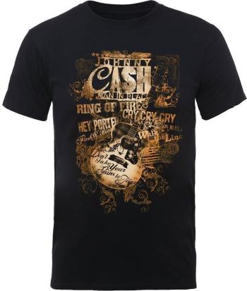 Johnny Cash Tričko Guitar Song Titles Unisex Black XL