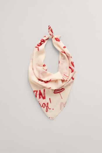 ŠÁTEK GANT TEXT PRINTED COTTON SILK SCARF BRIGHT RED