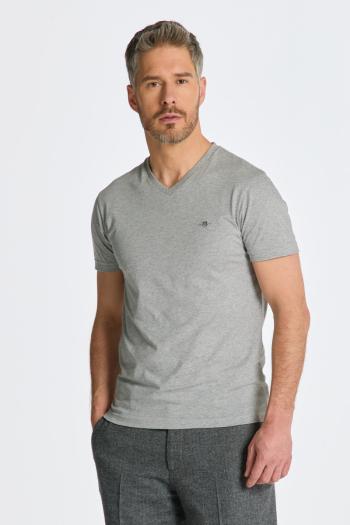 TRIČKO GANT SLIM SHIELD V-NECK T-SHIRT GREY MELANGE