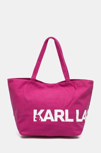 Bavlněná kabelka Karl Lagerfeld růžová barva, 246W3886